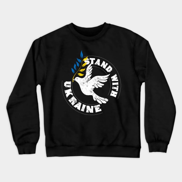 Stand with Ukraine Peace Dove Crewneck Sweatshirt by Black Tee Inc